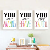 4PC You Are Inspirational Wall Art Canvas Set